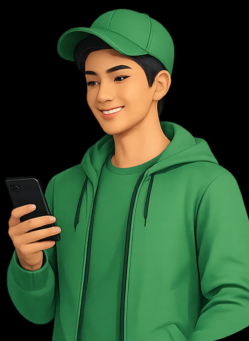 Carrier using the RideApack app on a smartphone