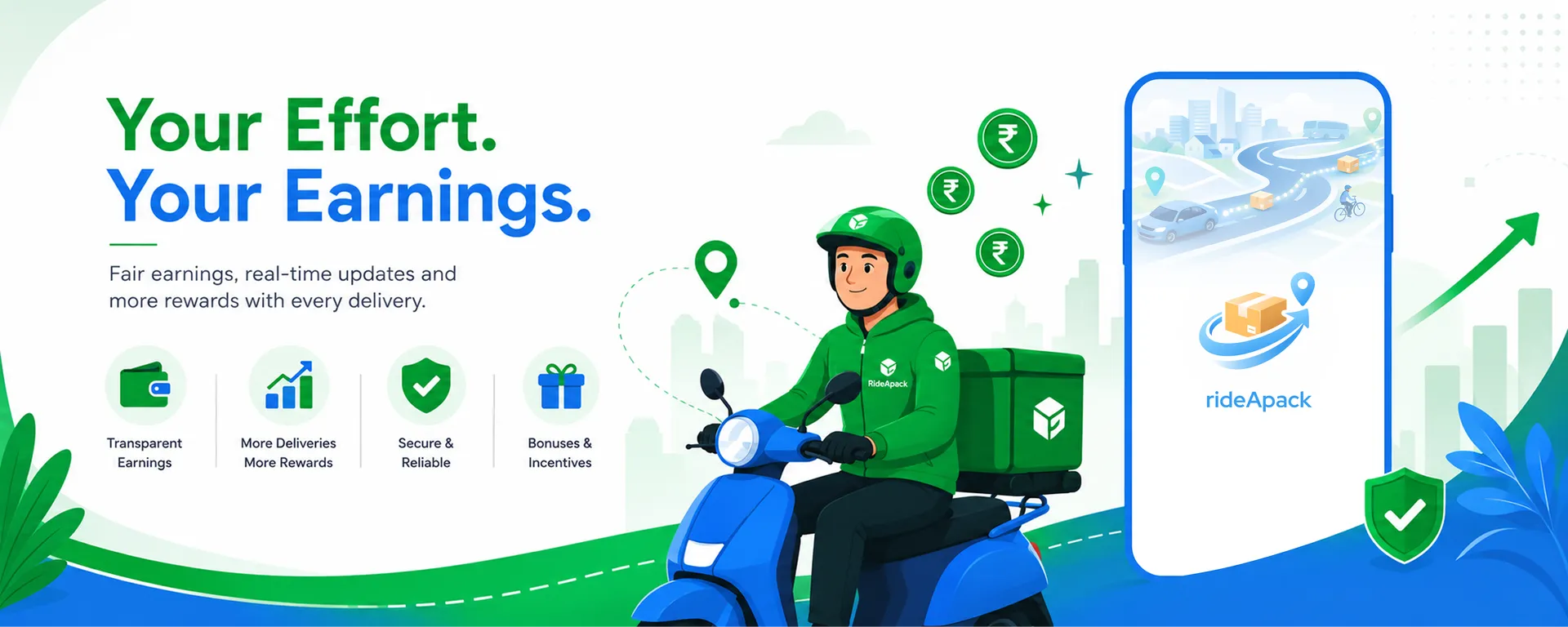 Your Effort. Your Earnings. — fair earnings, real-time updates and more rewards with every delivery
