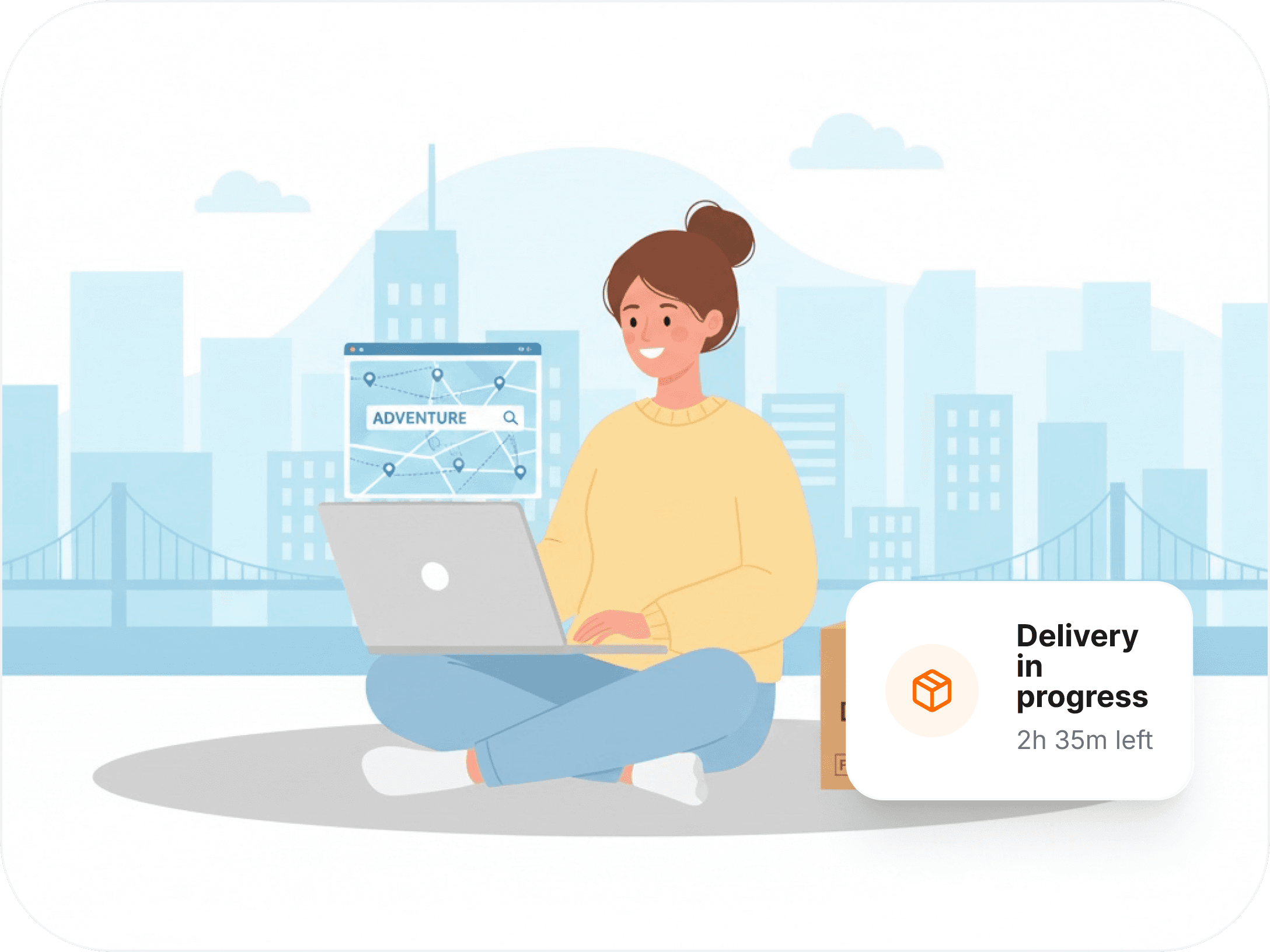 Sender tracking a RideApack package delivery on a laptop with real-time updates