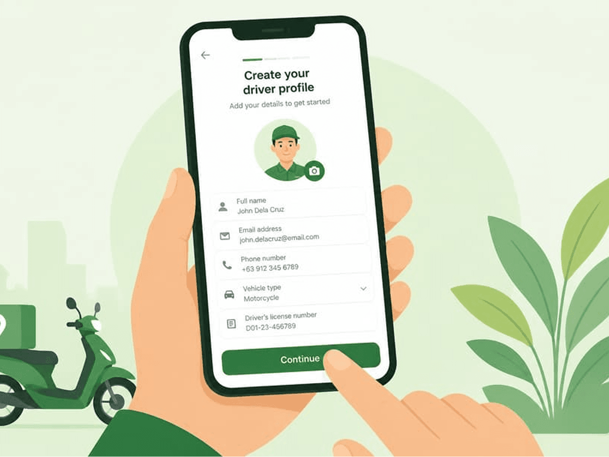 Create your driver profile on the RideApack app