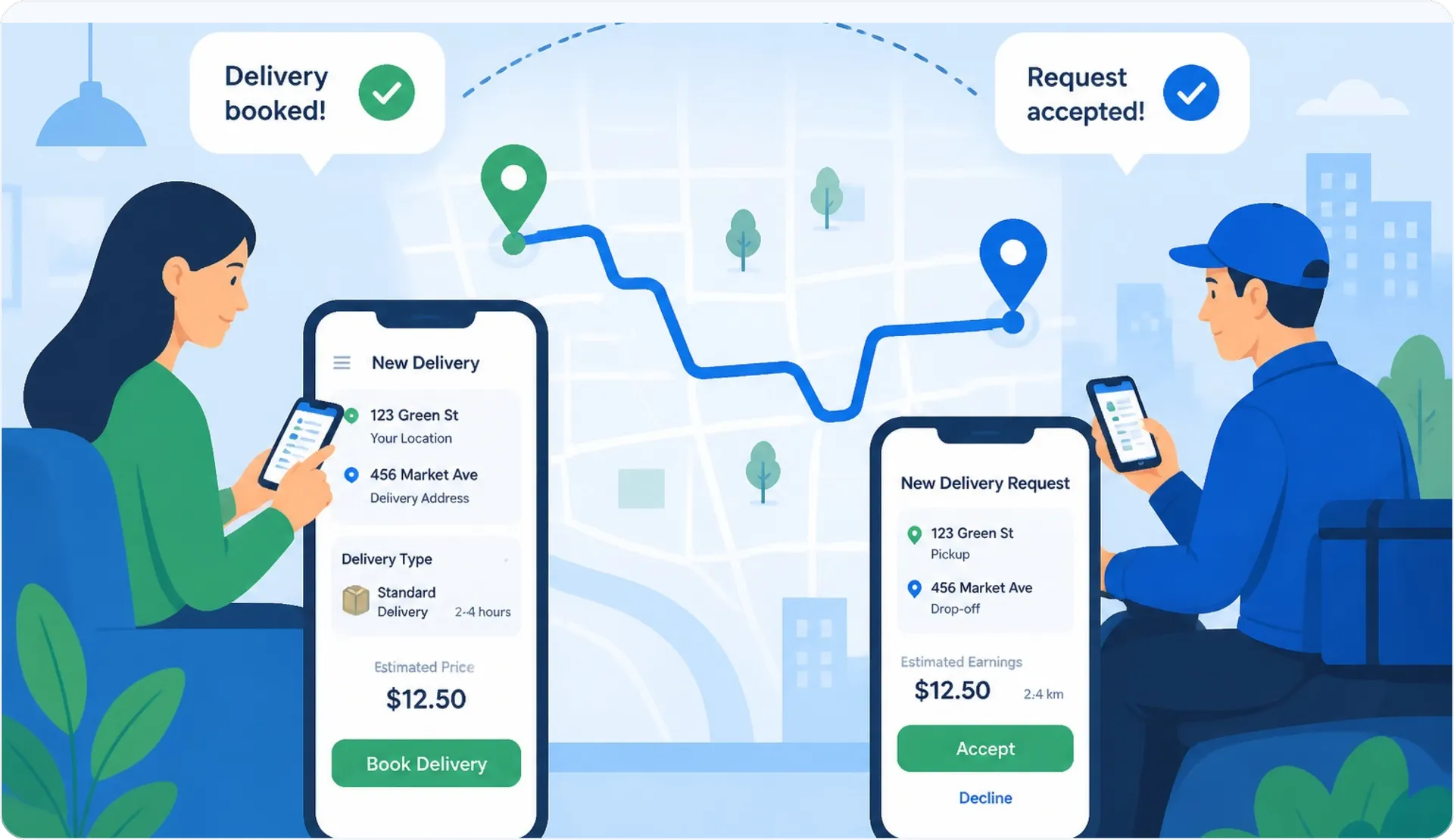 RideApack customers and drivers using the app for deliveries