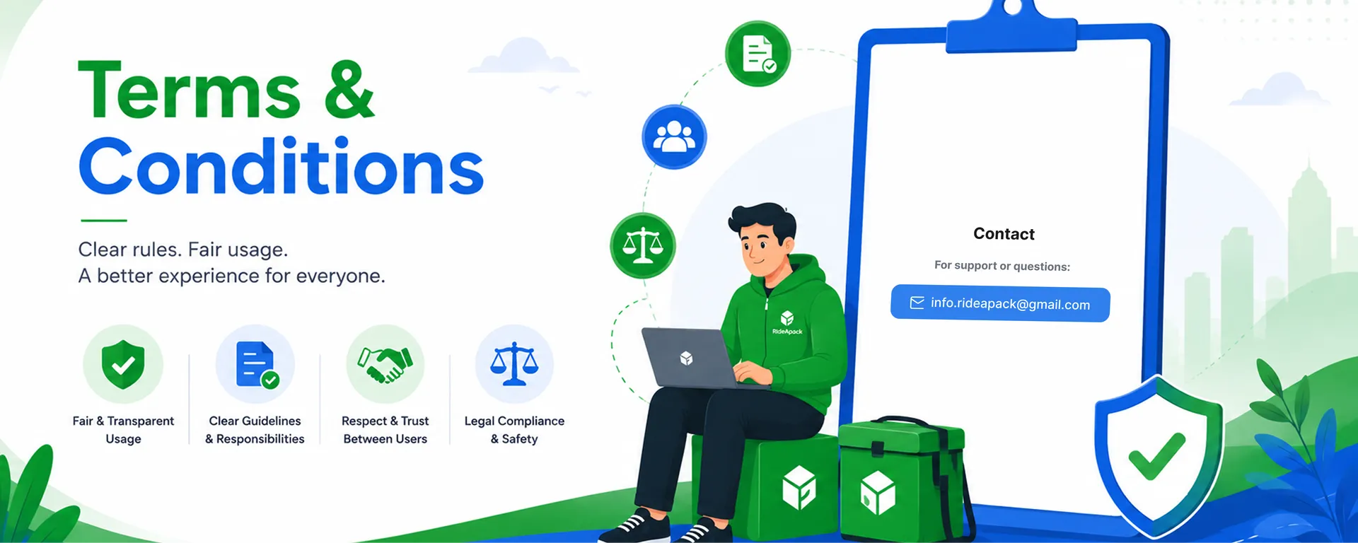 Terms and Conditions — clear rules, fair usage, and guidelines for RideApack users
