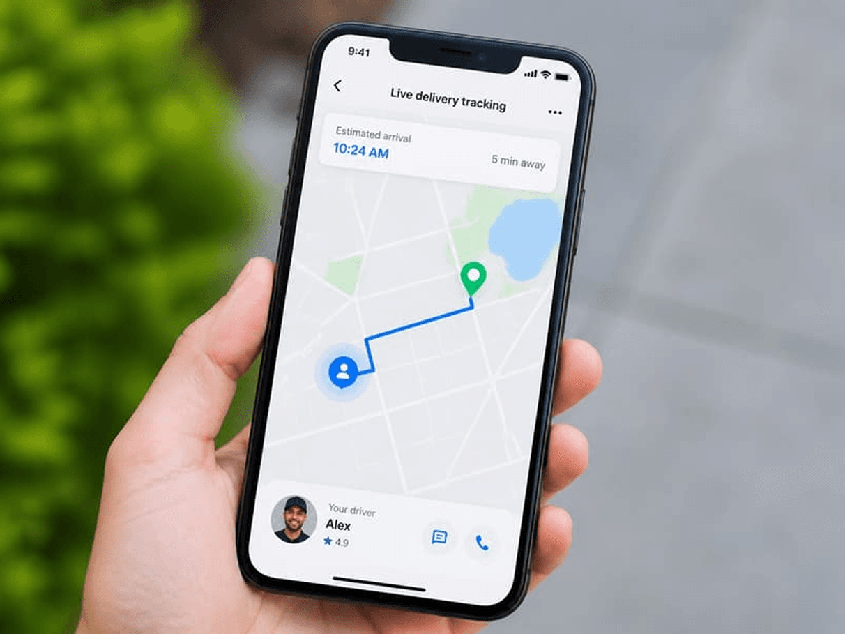 Real-time package tracking screen on a smartphone